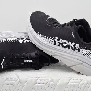 Hoka One One Rincon Shoes Mens Black and White Running Shoes Comfort Support 8.5